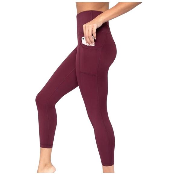 Yogalicious Polarlux Tribeca Full Length Pocket Legging Wine Size XS Fleece Line - Picture 1 of 7